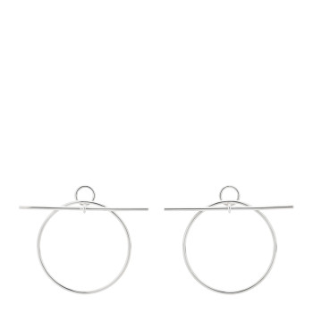HERMES Sterling Silver MM Loop Earrings