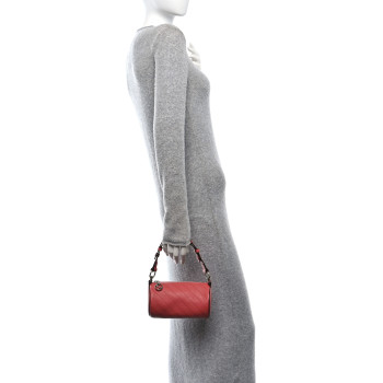 GUCCI Sakai Be Green Calfskin Diagonal Stitched Mini Blondie Barrel Shoulder Bag Pink