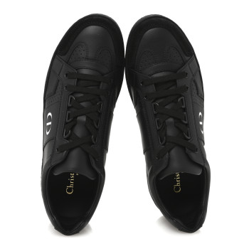 CHRISTIAN DIOR Calfskin Suede Logo Sneakers 37 Black