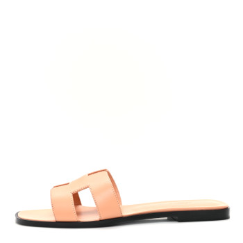HERMES Box Calfskin Oran Sandals 40.5 Granit Rose