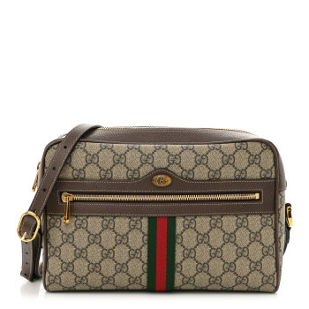 GUCCI GG Supreme Monogram Web Small Ophidia Shoulder Bag Brown