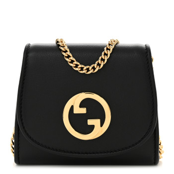 GUCCI Roxy Calfskin Medium Blondie Chain Wallet Black