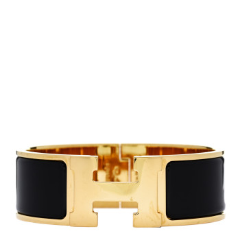 HERMES Enamel Wide Clic Clac H Bracelet PM Black