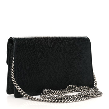 GUCCI Calfskin Super Mini Dionysus Shoulder Bag Black