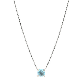DAVID YURMAN Sterling Silver Diamond Blue Topaz 9mm Petite Chatelaine Pendant Necklace