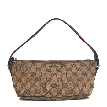 GUCCI Monogram Boat Pochette Brown