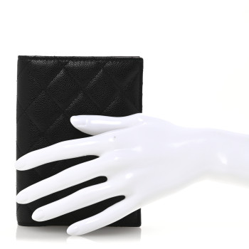 CHANEL Caviar Quilted Passport Holder Black