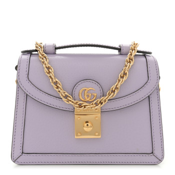 GUCCI Textured Dollar Calfskin Mini Ophidia Padlock Top Handle Chain Shoulder Bag Lapis