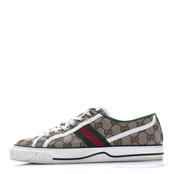 GUCCI GG Monogram Web Womens 1977 Tennis Sneakers 41 Beige Ebony Mystic White