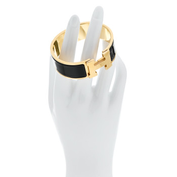 HERMES Enamel Wide Clic Clac H Bracelet PM Black