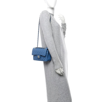 CHANEL Caviar Quilted Small Double Flap Blue