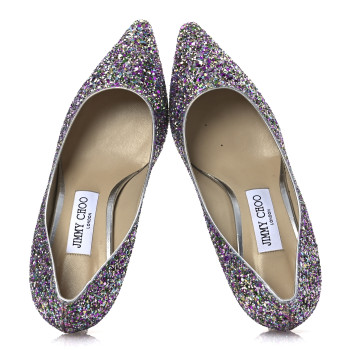 JIMMY CHOO Coarse Glitter Fabric Romy 60 Pumps 37 Confetti