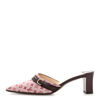 LOUIS VUITTON Monogram Mini Lin Mules 38 Cherry