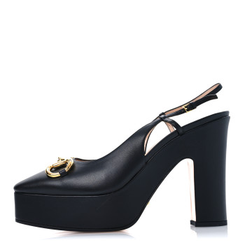 GUCCI Nappa Horsebit Platform 35/120mm Slingback Pumps 41 Black