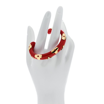 LOUIS VUITTON Resin Daily Monogram Bracelet S Red