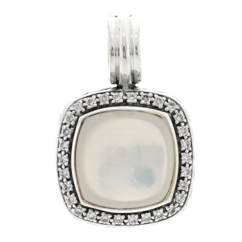 DAVID YURMAN Sterling Silver Diamond Mother of Pearl 14mm Albion Enhancer Pendant