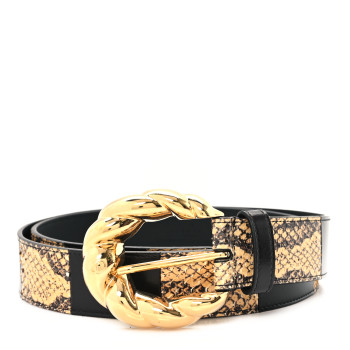 GUCCI Ciny Calfskin Lux Snakeskin Torchon 35mm Belt 95 38 Black