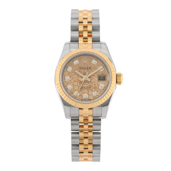 ROLEX Stainless Steel 18K Yellow Gold Diamond 26mm Oyster Perpetual Datejust Watch Champagne Jubilee 179173