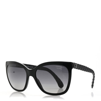 CHANEL Acetate Quilted Polarized Butterfly CC Sunglasses 5288-Q Black