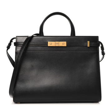 SAINT LAURENT Calfskin Small Manhattan Shopper Tote Black