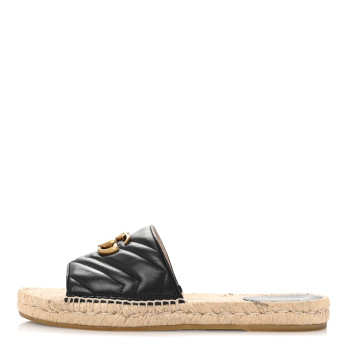GUCCI Nappa Matelasse GG Marmont Espadrille Slide Sandals 40 Black