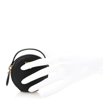 PRADA Saffiano Triangle Logo Mini Pouch with Handle Black