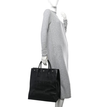 SAINT LAURENT Calfskin Rive Gauche North South Tote Black