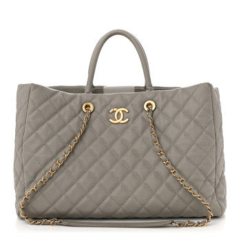 CHANEL Caviar Quilted Large Coco Handle Shopping Tote Grey
