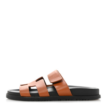 HERMES Epsom Womens Chypre Sandals 36 Natural