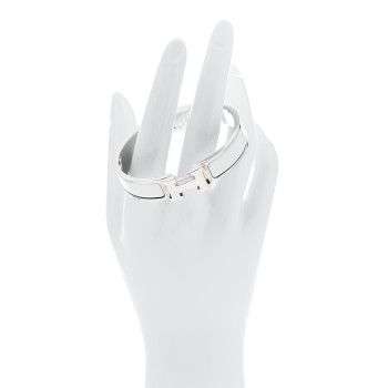 HERMES Enamel Narrow Clic Clac H Bracelet PM White