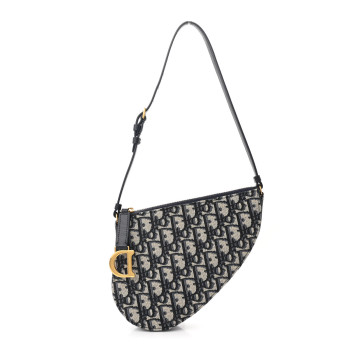 CHRISTIAN DIOR Oblique Saddle Rodeo Pouch Navy Blue