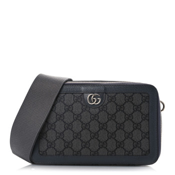 GUCCI GG Supreme Monogram Textured Dollar Calfskin Small Ophidia Top Handle Shoulder Grey Black Graphite Grey