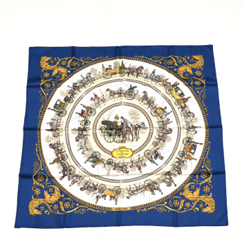HERMES Silk La Promenade de Longchamps Scarf 90