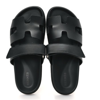HERMES Calfskin Womens Chypre Sandals 38 Black