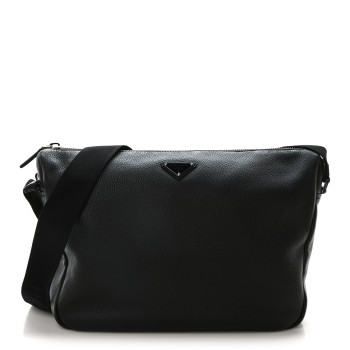 PRADA Vitello Daino Medium Messenger Bag Black