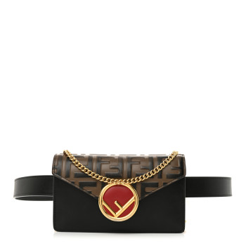FENDI Vitello Liberty F is Fendi Bi-Color FF 1974 Embossed Envelope Belt Bag Maya Black