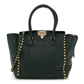 VALENTINO GARAVANI Vitello Rockstud Double Handle Tote  Smeraldo