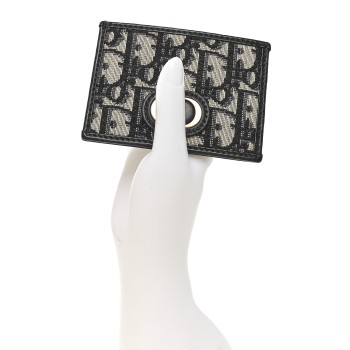 CHRISTIAN DIOR Oblique Calfskin Card Holder Black