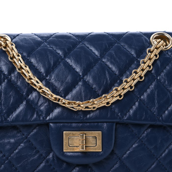 CHANEL Aged Calfskin Quilted 2.55 Reissue Mini Flap Navy