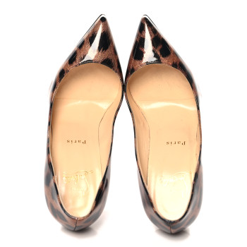 CHRISTIAN LOUBOUTIN Patent Glitter Leopard Print Pigalle Follies 100 Pumps 37 Gold