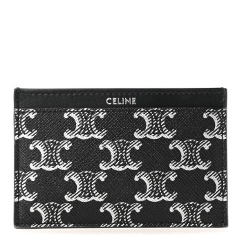 CELINE Triomphe Canvas Card Holder Silver Black