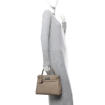 HERMES Togo Kelly Retourne 28 Gris Tourterelle