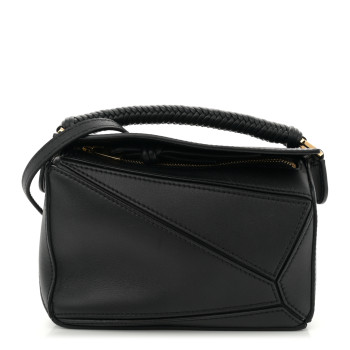 LOEWE Calfskin Mini Woven Puzzle Bag Black