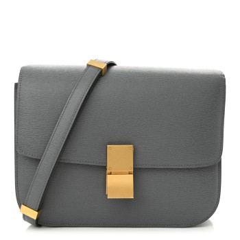 CELINE Liege Calfskin Medium Classic Box Flap Bag Grey