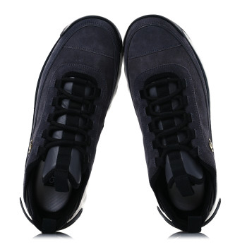 CHANEL Suede Calfskin Nylon Grosgrain CC Sneakers 41.5 Grey