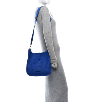 HERMES Taurillon Clemence Evelyne III PM Bleu Royal
