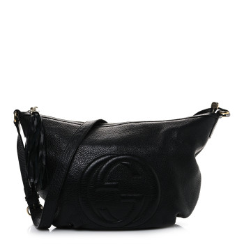 GUCCI Pebbled Calfskin Small Soho Hobo Black