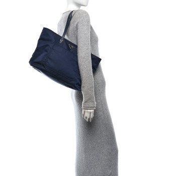 PRADA Tessuto Nylon Saffiano Vela Tote Bleu