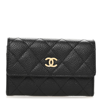 CHANEL Caviar Quilted Flap Card Holder Black