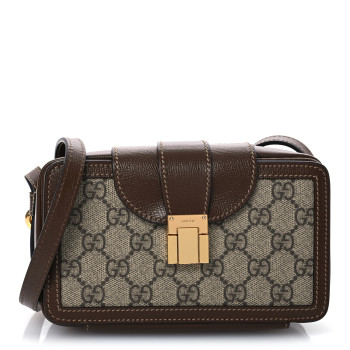 GUCCI GG Supreme Monogram Mini Clasp Bag Beige Brown